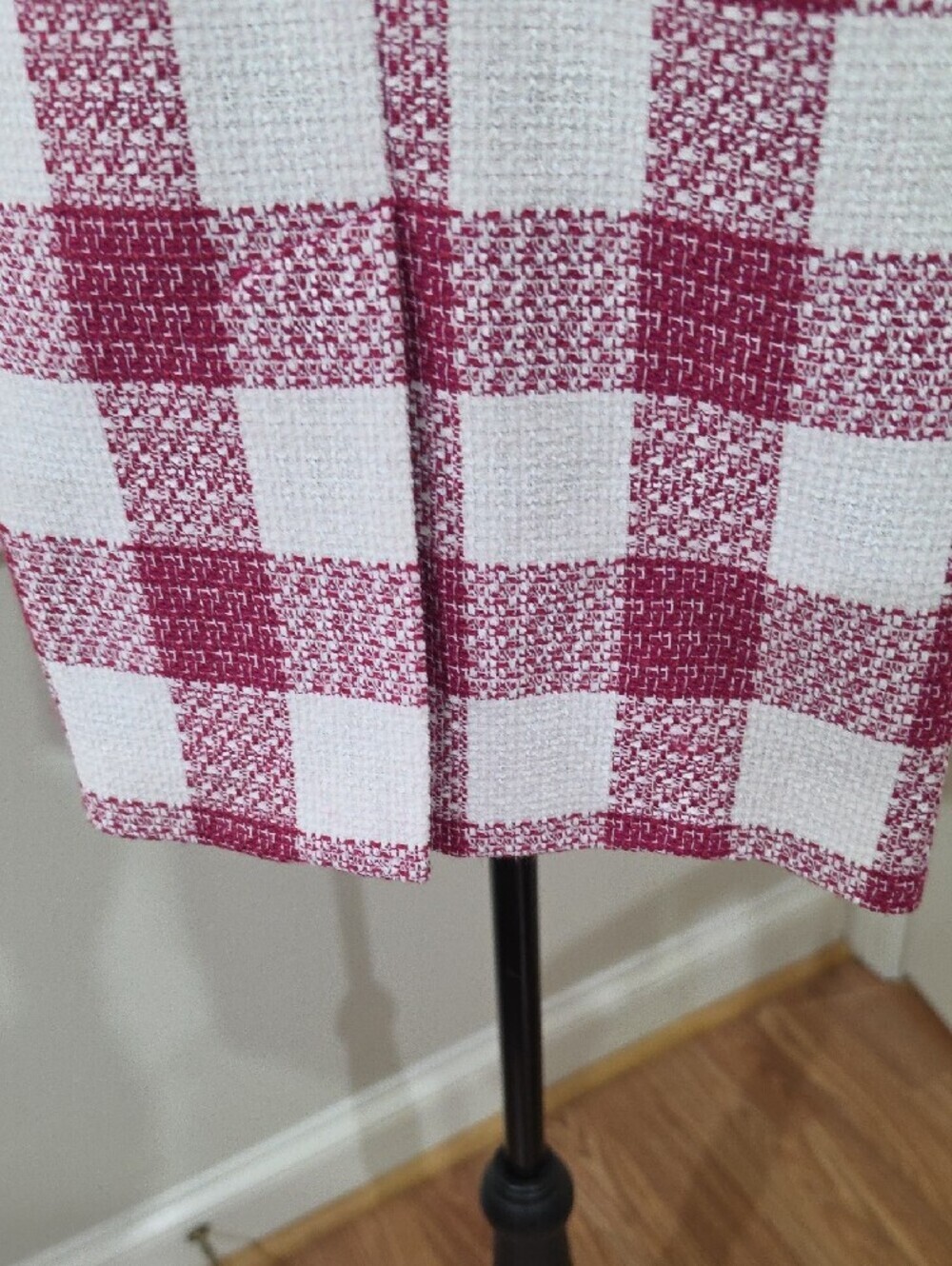 Liz Claiborne Pink & White Check Double-Breasted Tweed Blazer- Size 12 - Picture 9 of 11